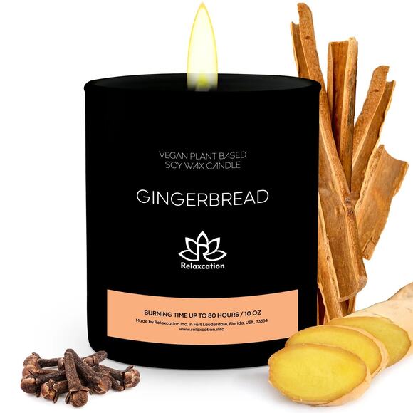 GINGERBREAD Soy Wax Candle in Glass Jar (10 oz) - Picture 1 of 6